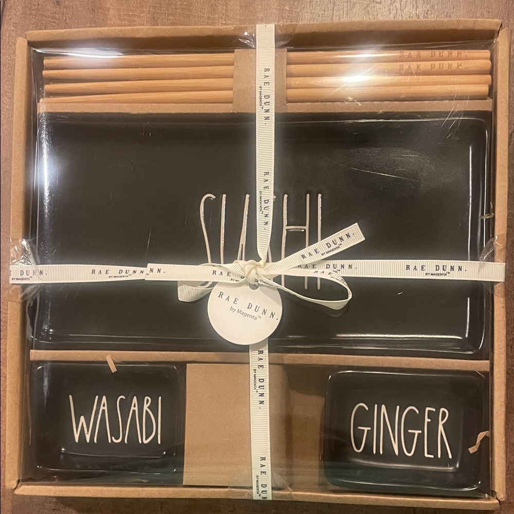Rae Dunn Black Sushi Serving Set